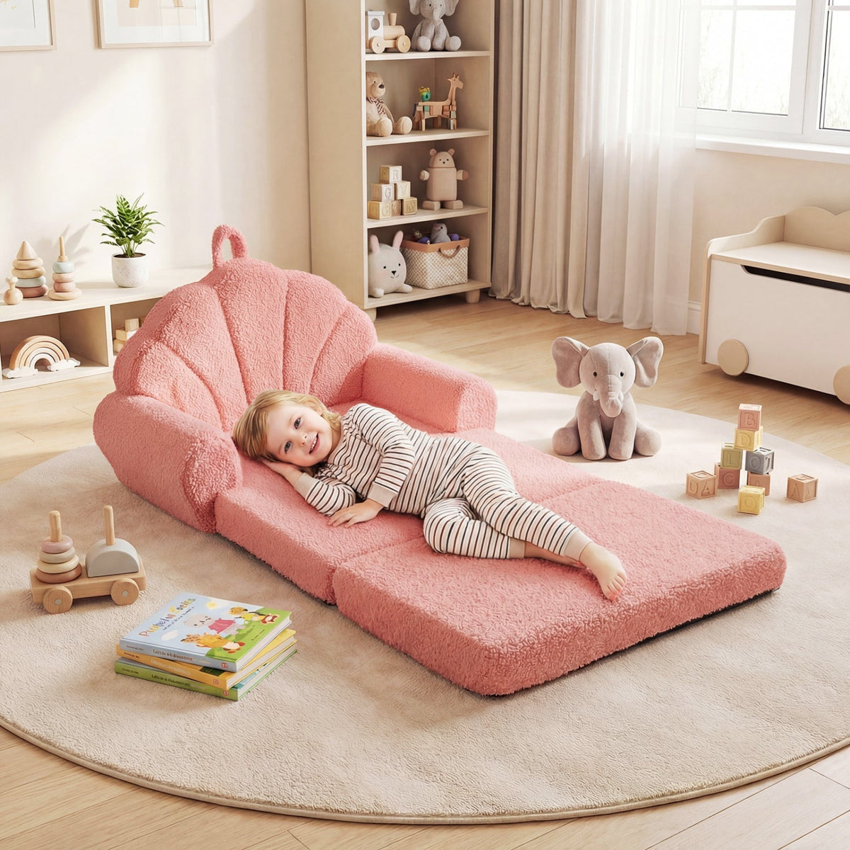 Convertible Kids Sofa 2-in-1 Fold out Toddler Couch Chair