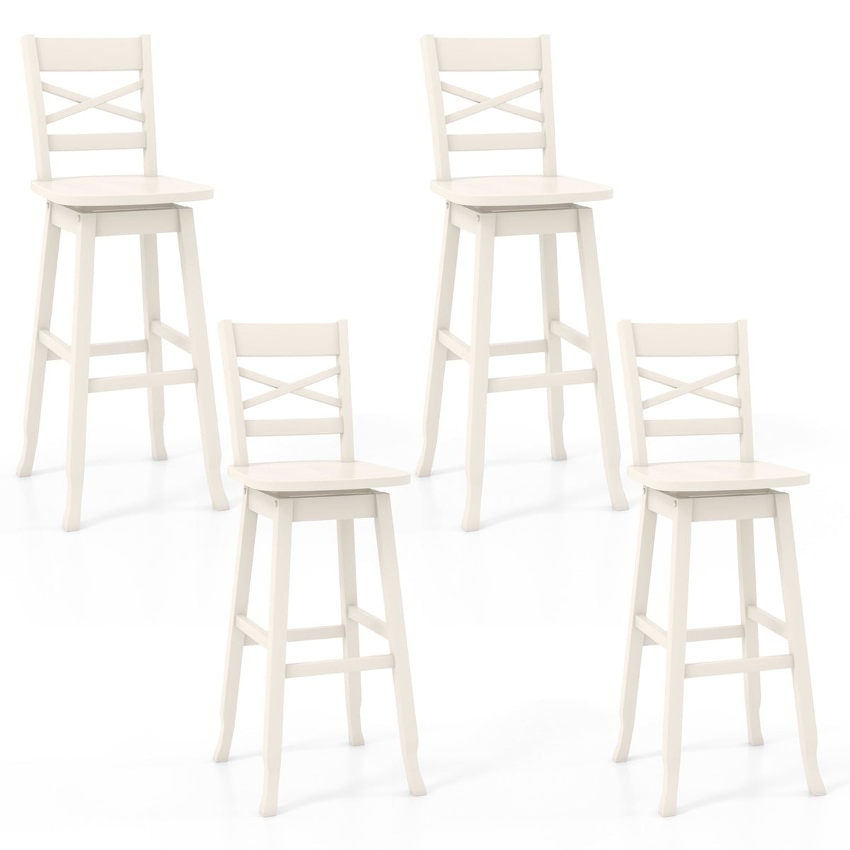 Swivel 30-Inch Bar Height Stool Set of 2 with Footrest