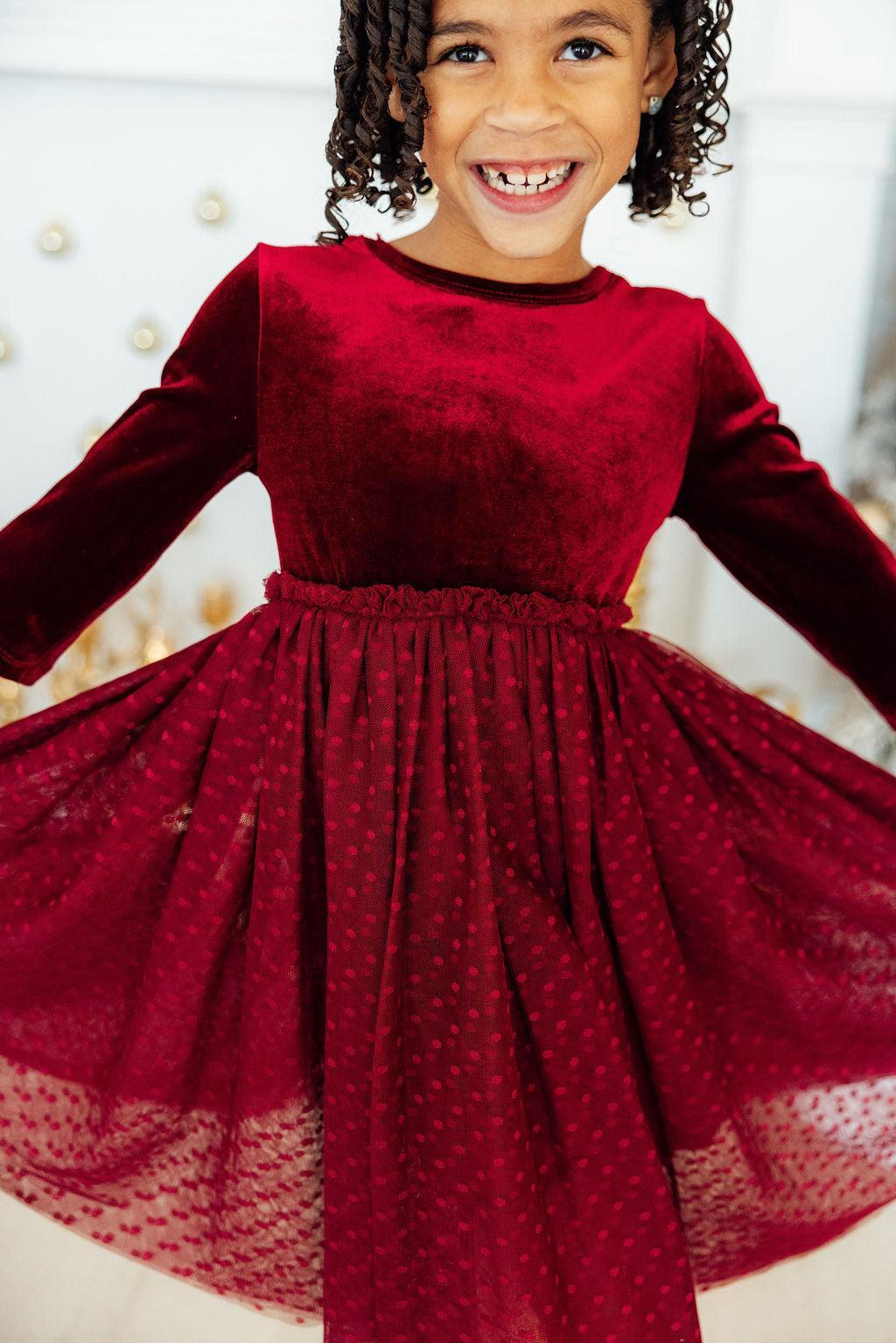 Cranberry Velvet Tutu Dress