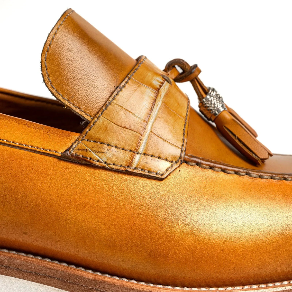 Tan Cow Leather Tassel Loafers