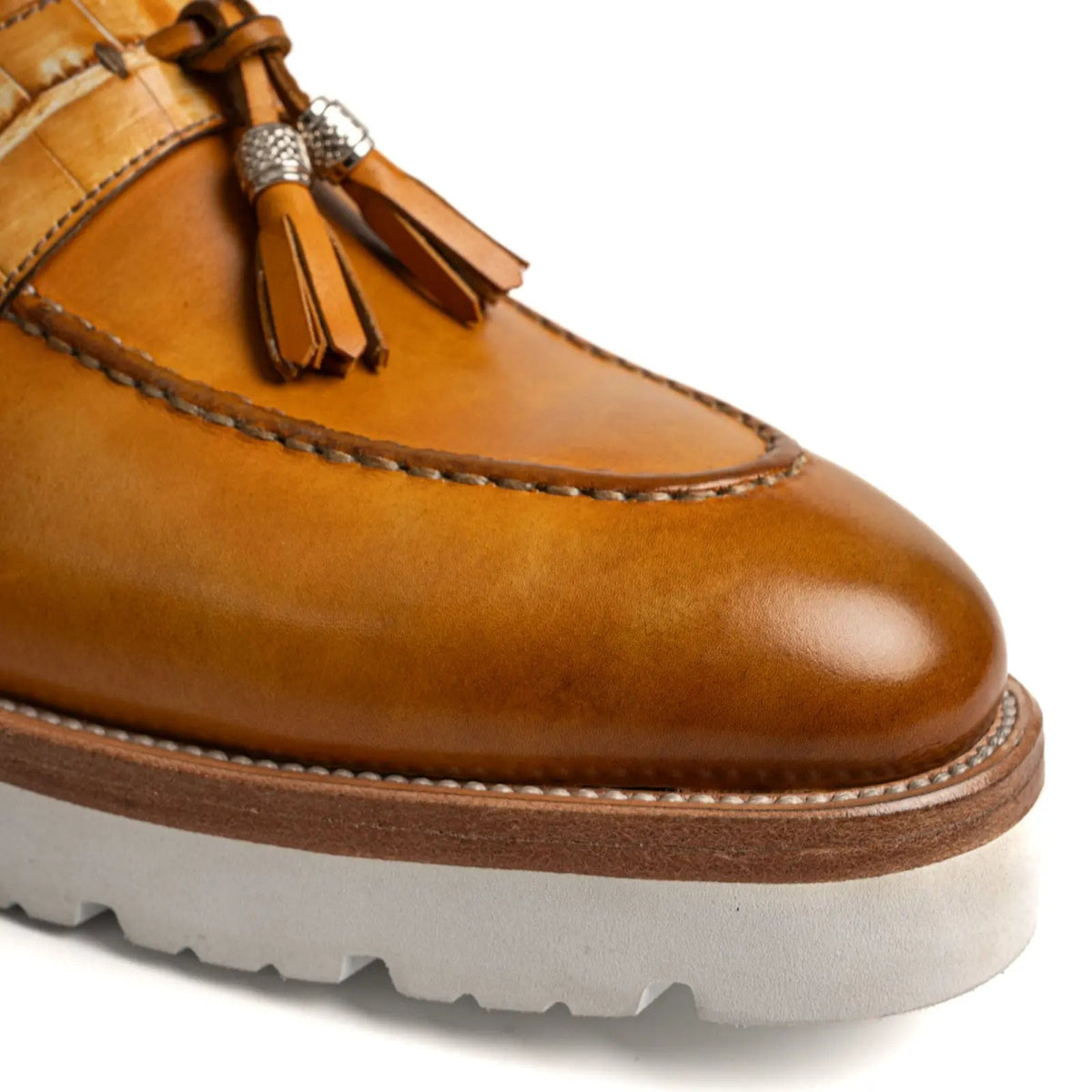Tan Cow Leather Tassel Loafers