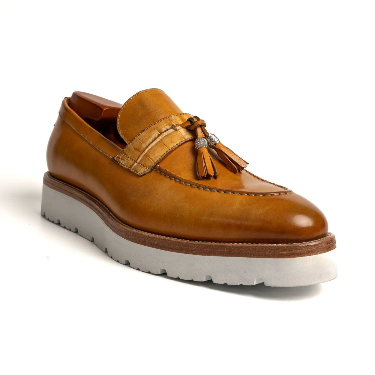 Tan Cow Leather Tassel Loafers