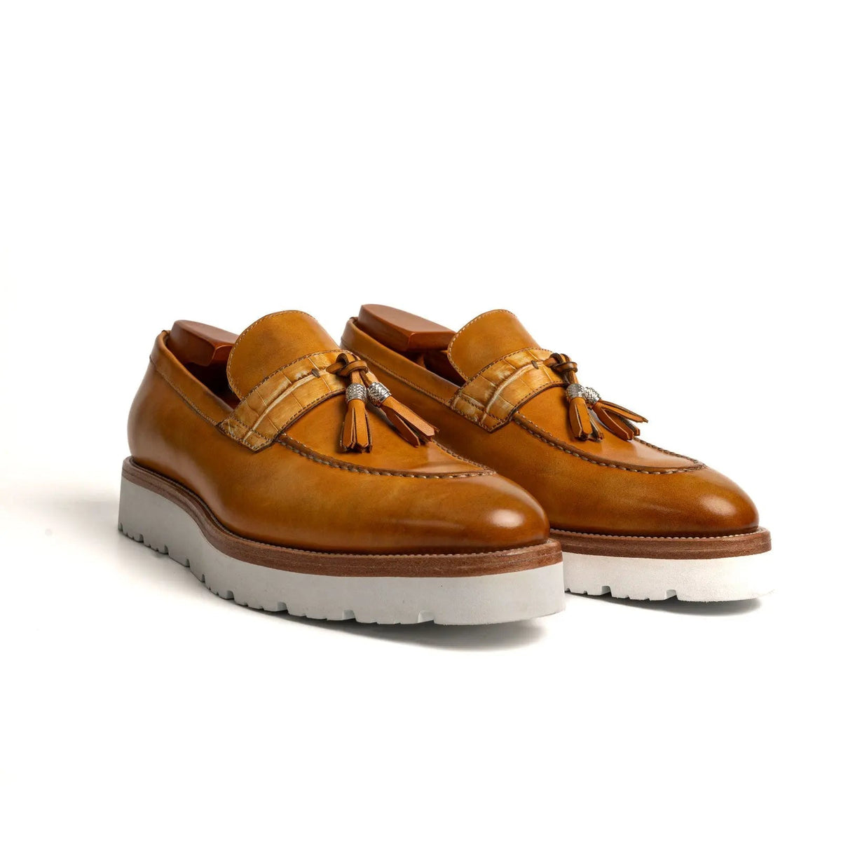 Tan Cow Leather Tassel Loafers
