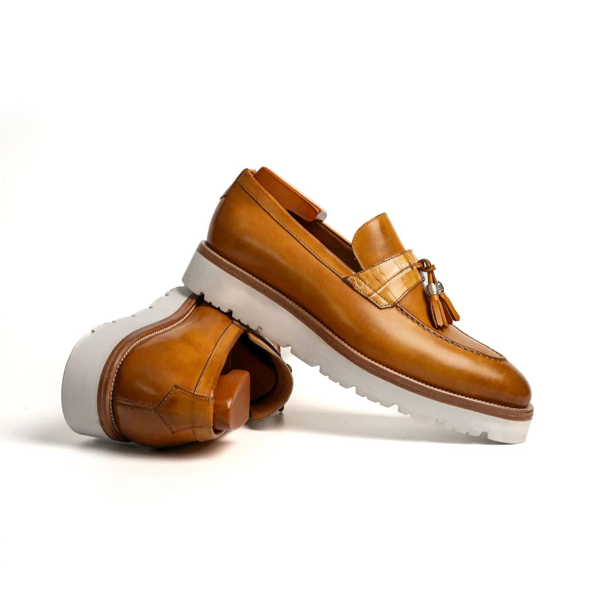 Tan Cow Leather Tassel Loafers