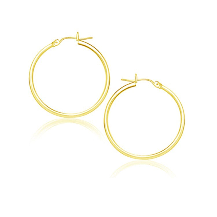 Arracadas de oro amarillo de 14 quilates pulido (25 mm)