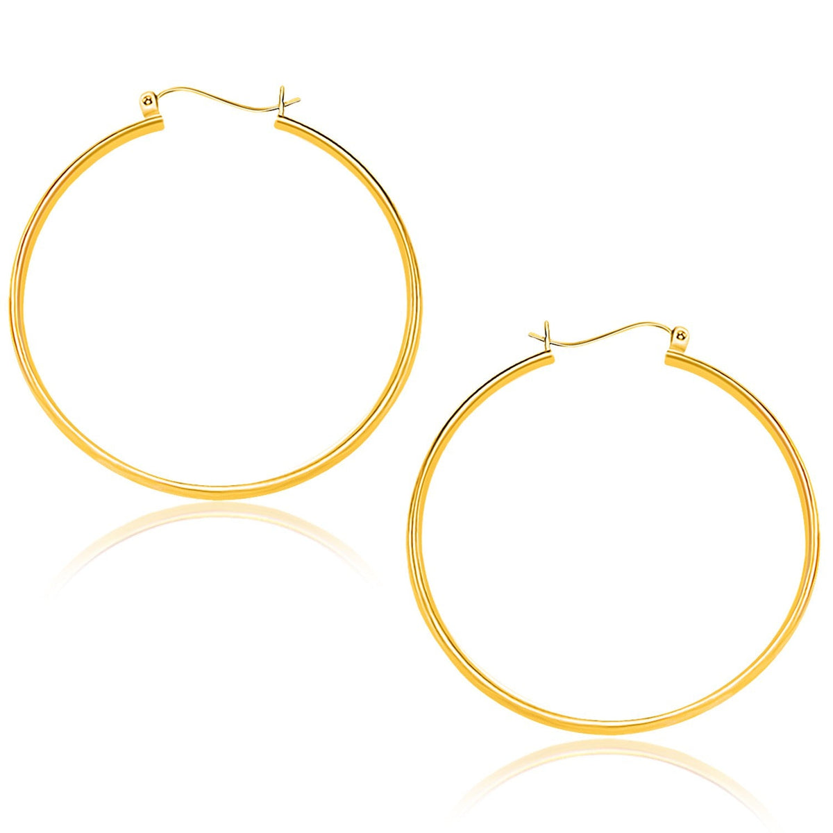 Pendientes de aro pulidos en oro amarillo de 14 quilates (1.5x40mm)