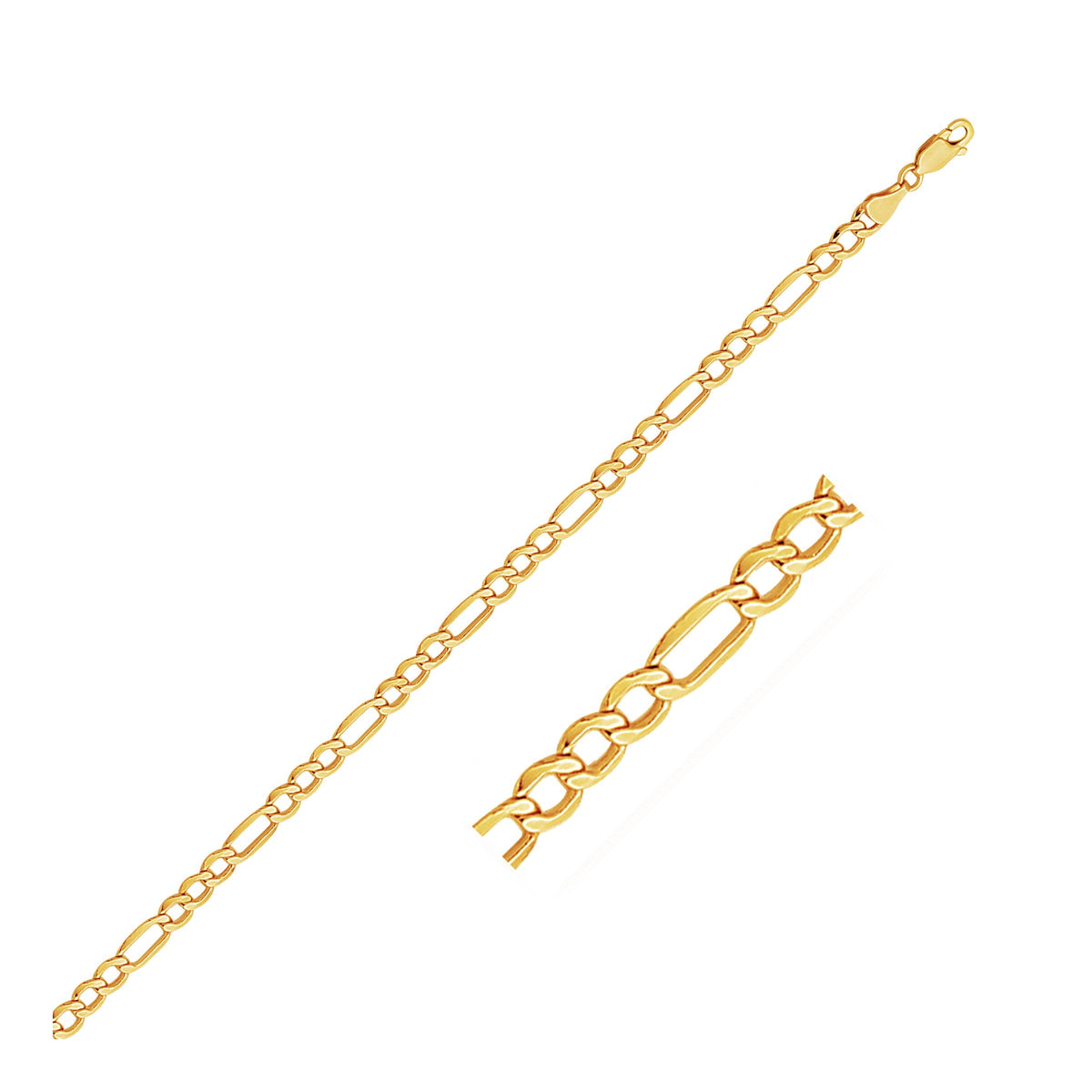 Pulsera Figaro ligera de oro amarillo de 14 quilates (4,70 mm)