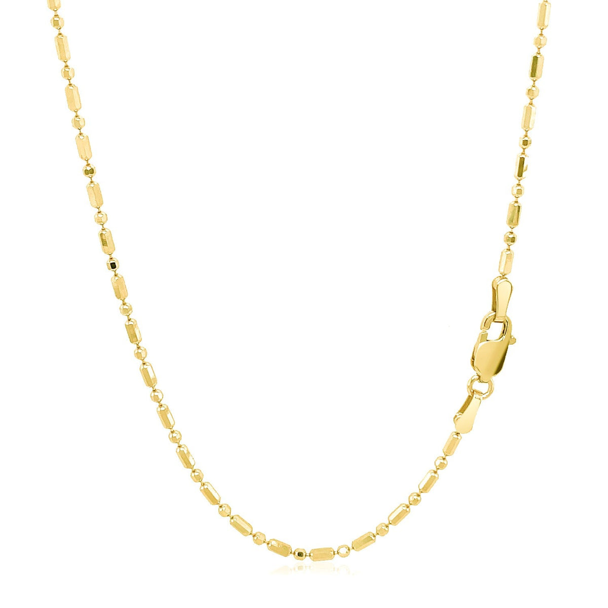 Cadena de cuentas alternadas con corte de diamante en oro amarillo de 14 quilates (1.30 mm)