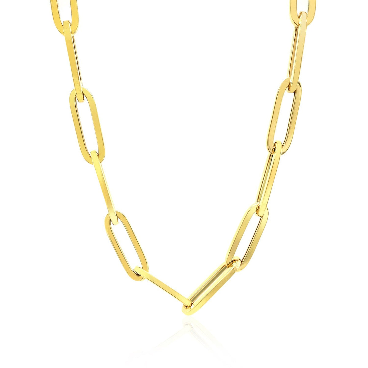 Cadena de eslabones tipo clip ancha en oro amarillo de 14K (6.10 mm)