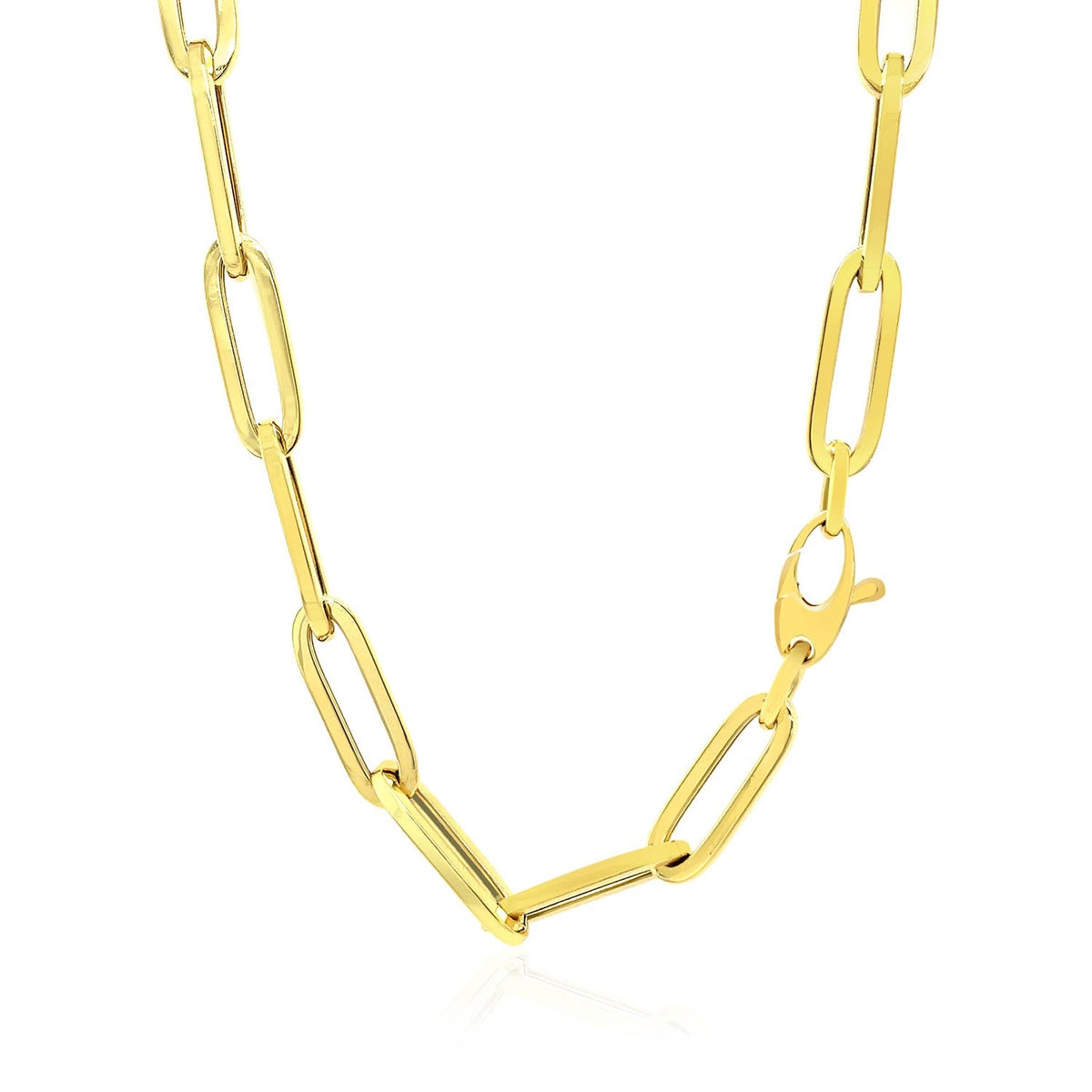 Cadena de eslabones tipo clip ancha en oro amarillo de 14K (6.10 mm)