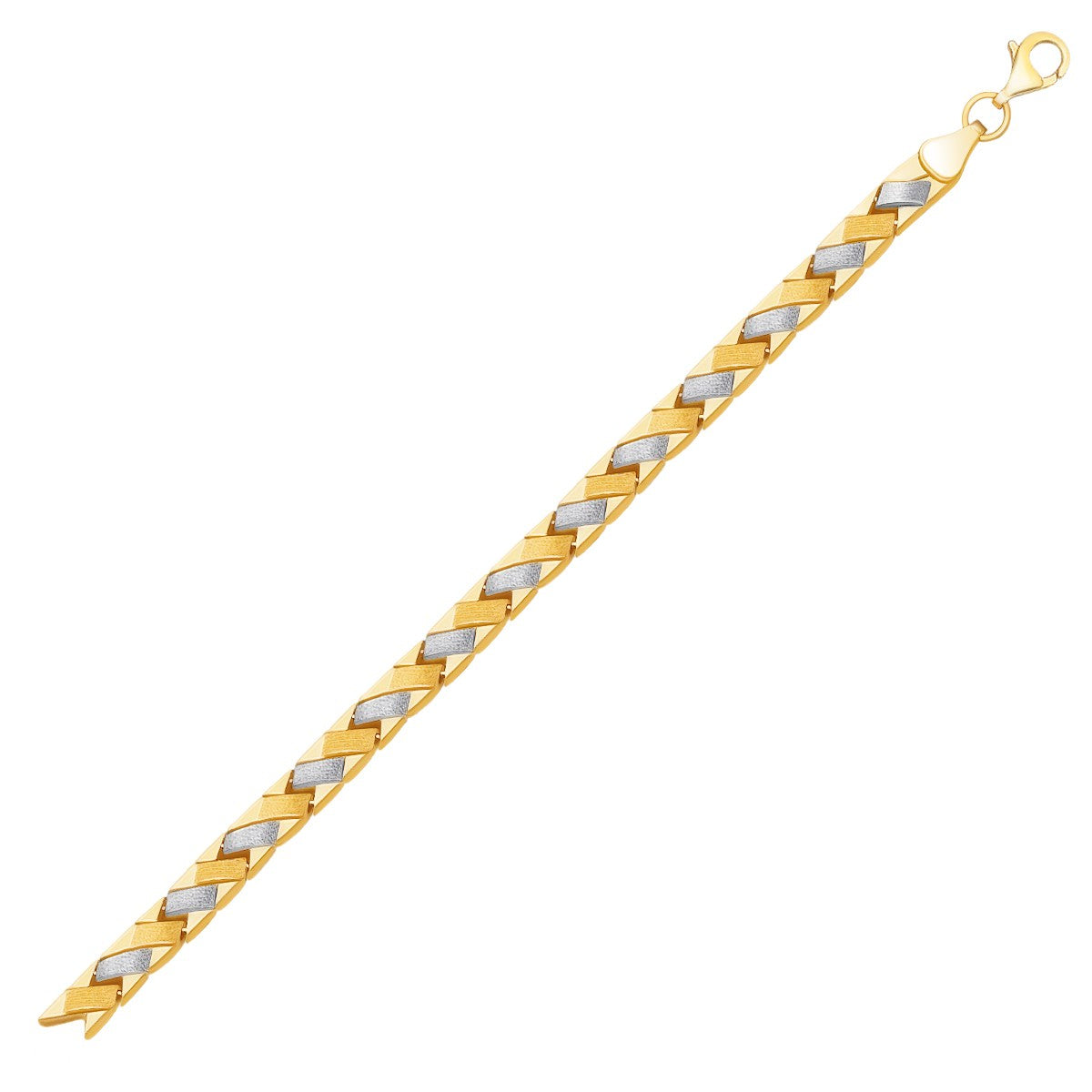 Pulsera de tejido elegante en oro de dos tonos de 14 quilates con acabado contrastante (6.35 mm)