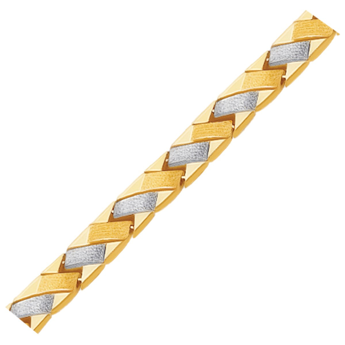 Pulsera de tejido elegante en oro de dos tonos de 14 quilates con acabado contrastante (6.35 mm)