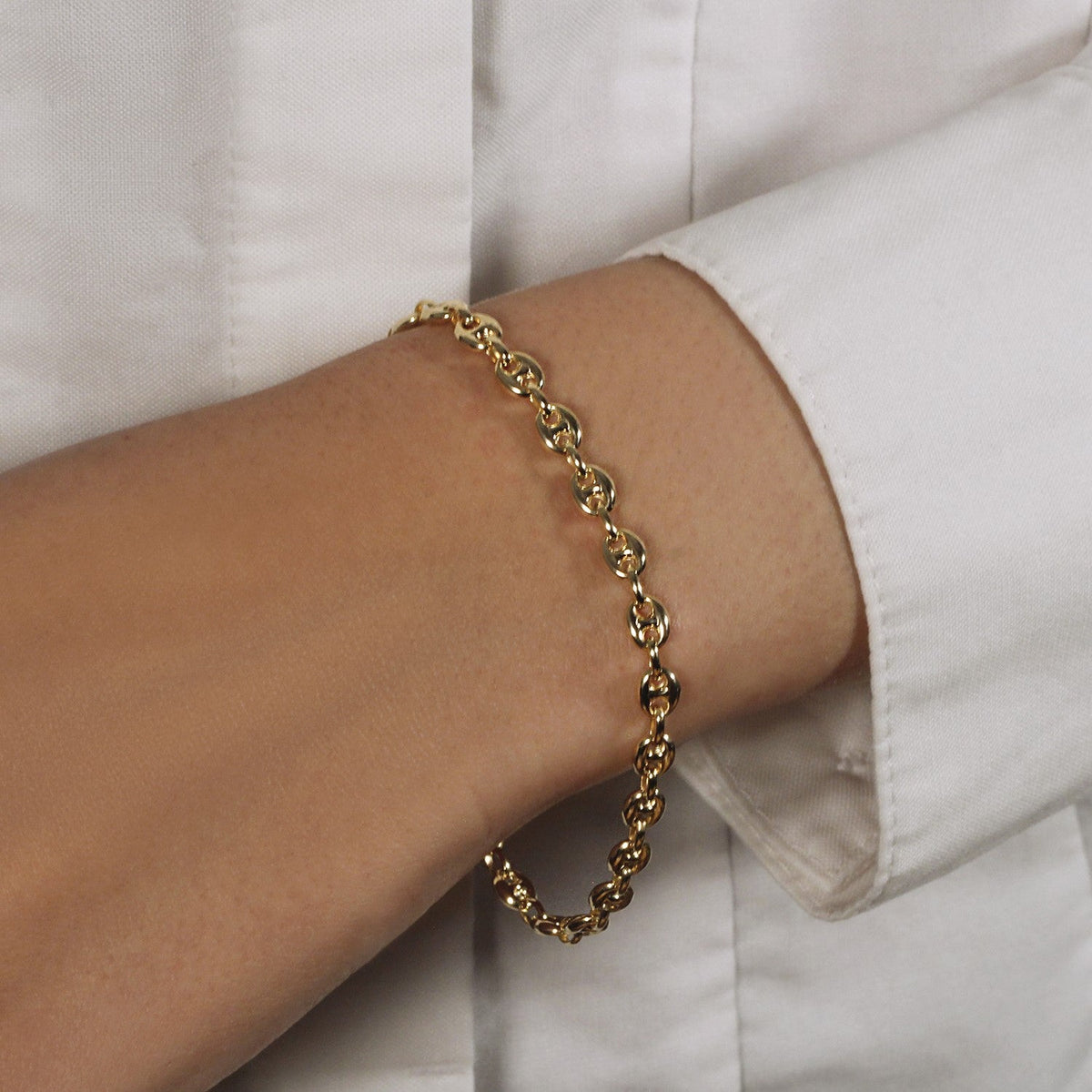 Pulsera eslabones mariner inflados 4.7mm Oro Amarillo 14k