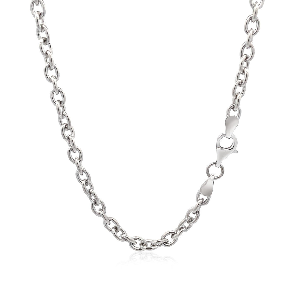 Pulsera de cadena de plata de ley rodiada con motivo de corazón plano