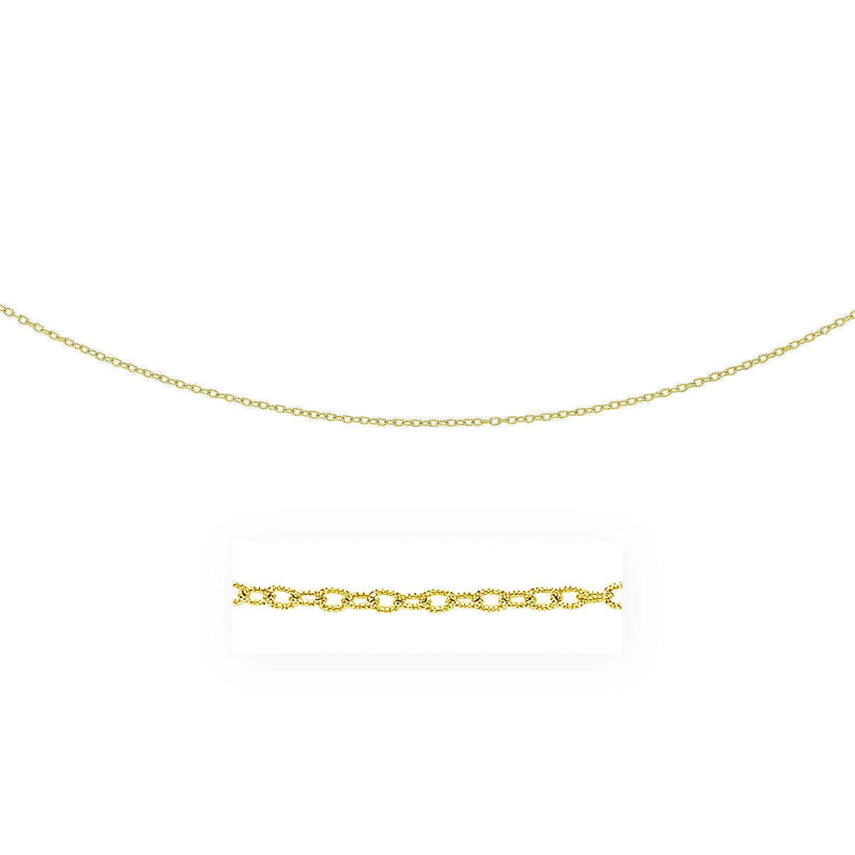 Cadena con dije de oro amarillo de 14k con eslabones texturizados (2.50 mm)