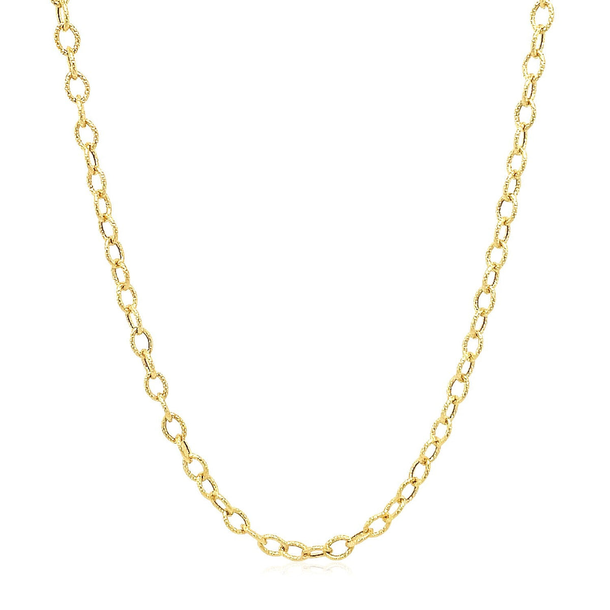 Cadena con dije de oro amarillo de 14k con eslabones texturizados (2.50 mm)