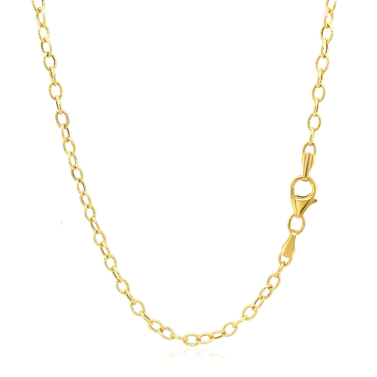 Cadena con dije de oro amarillo de 14k con eslabones texturizados (2.50 mm)