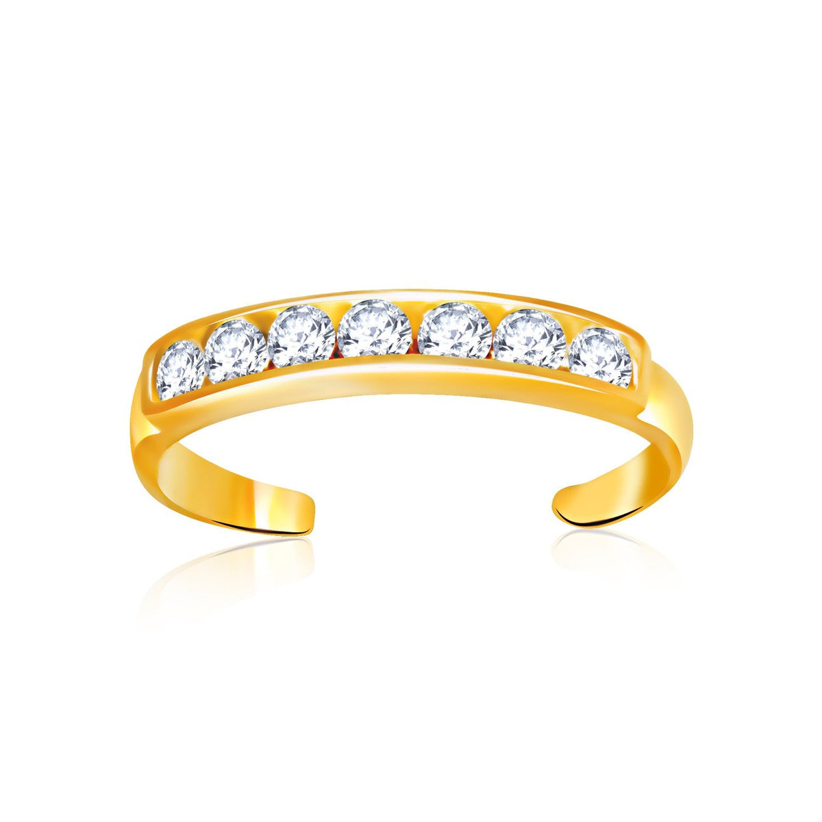 Anillo para dedo del pie de oro amarillo de 14 quilates con circonitas cúbicas en engaste pavé