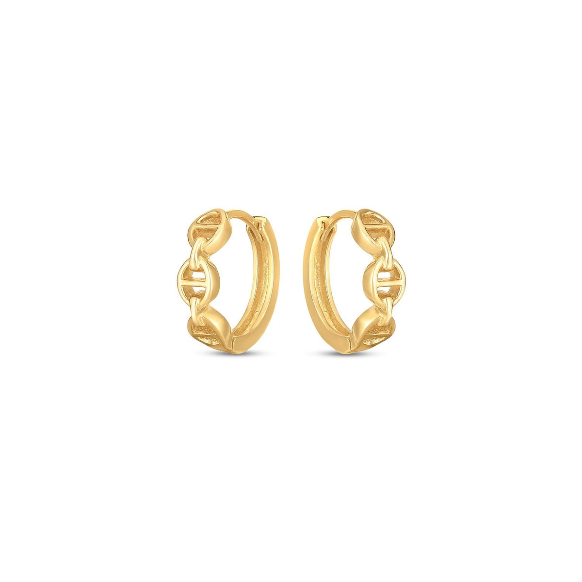 14k Yellow Gold Oval Mariner Huggies