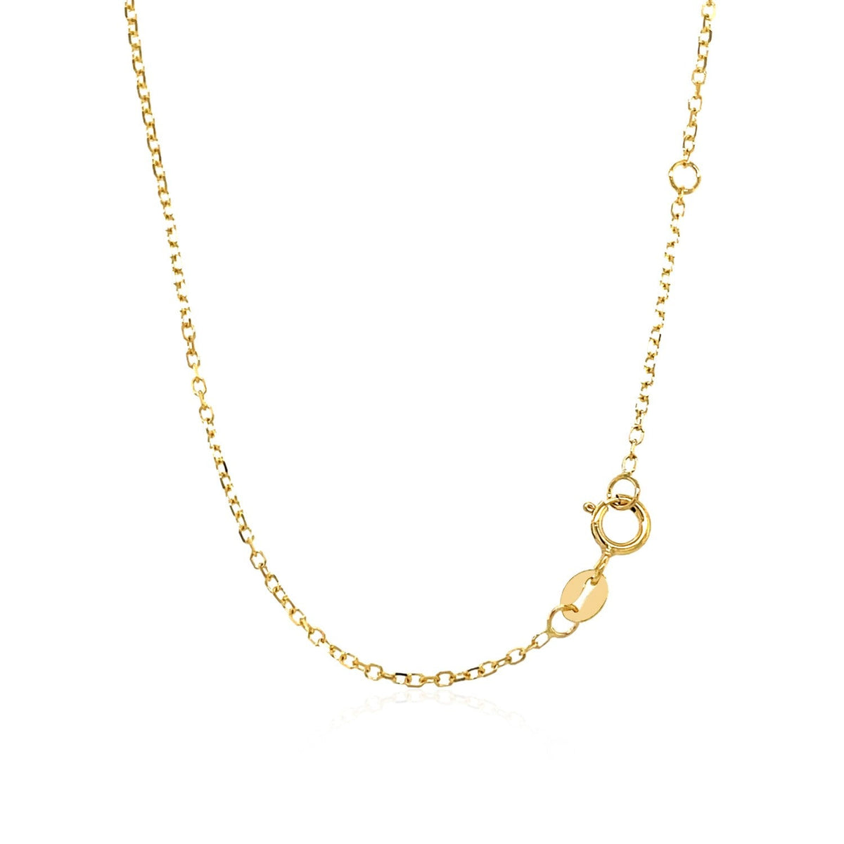 Collar de oro amarillo de 14k de 17 pulgadas con topacio azul redondo