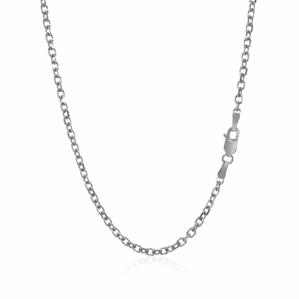 14k White Gold Diamond Cut Cable Link Chain (2.20 mm)