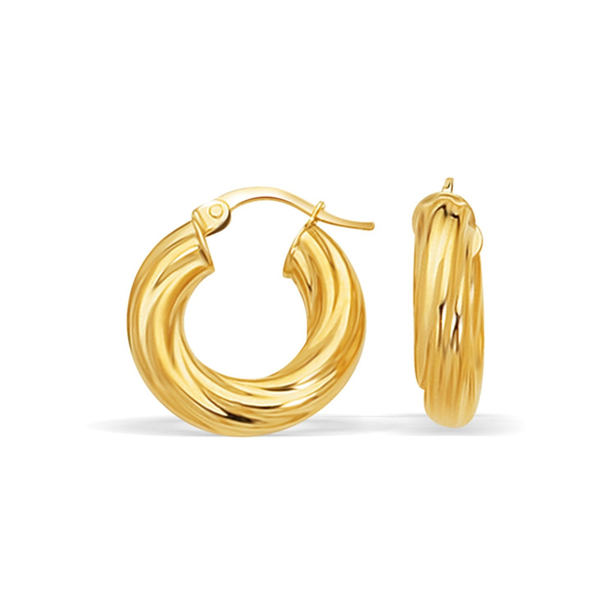 Arracadas de oro amarillo de 14k con diseño trenzado
