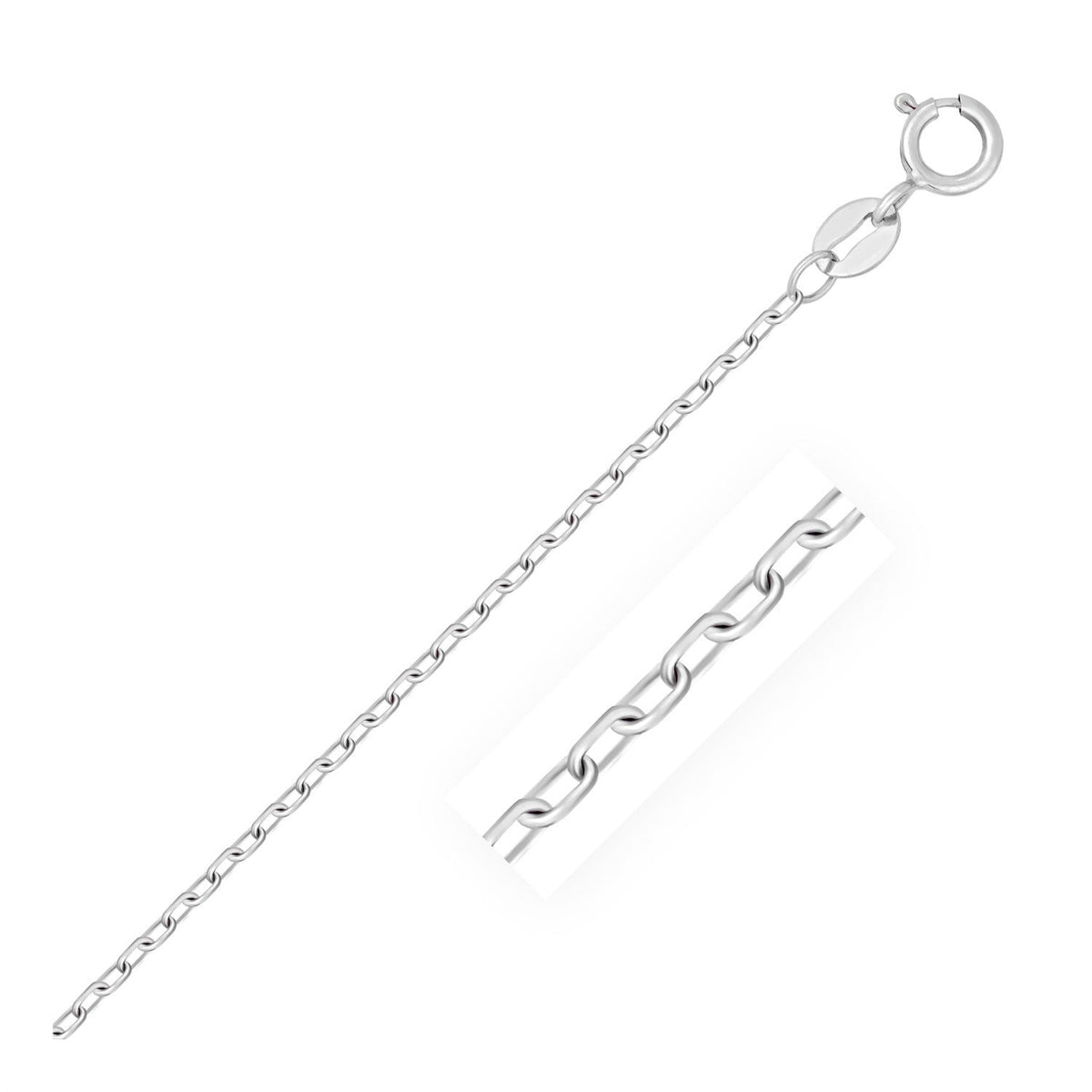 Cadena de eslabones tipo cable facetados en oro blanco de 14k (1.20 mm)