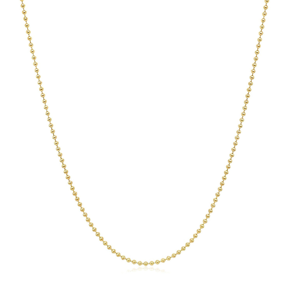Cadena de cuentas de oro amarillo de 14 quilates de 1,0 mm (1,00 mm)