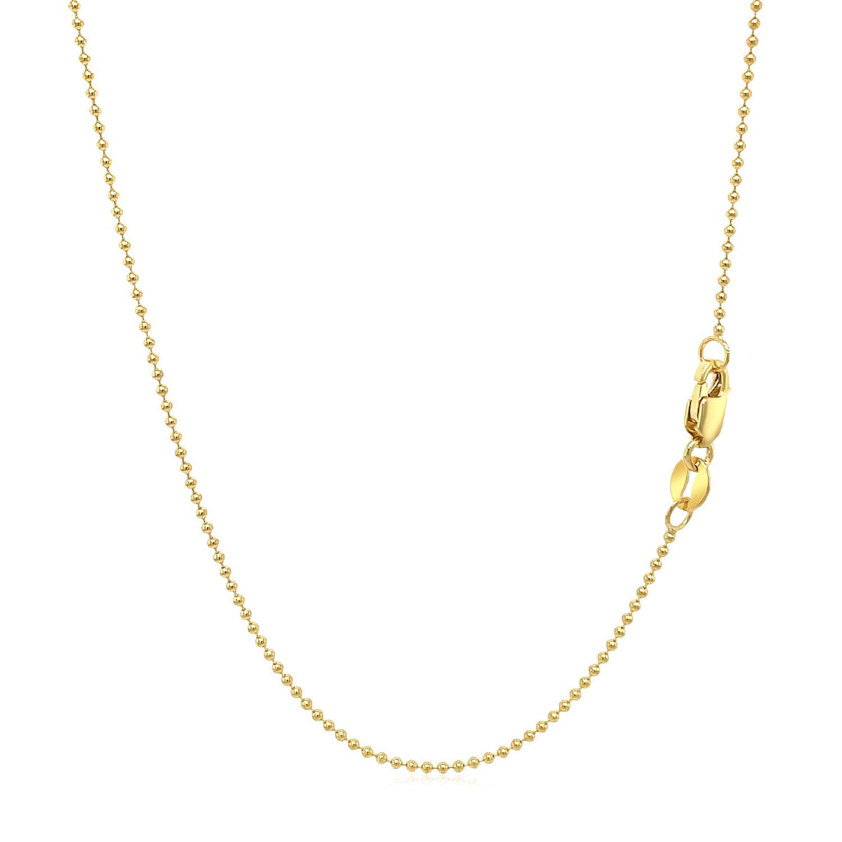 Cadena de cuentas de oro amarillo de 14 quilates de 1,0 mm (1,00 mm)