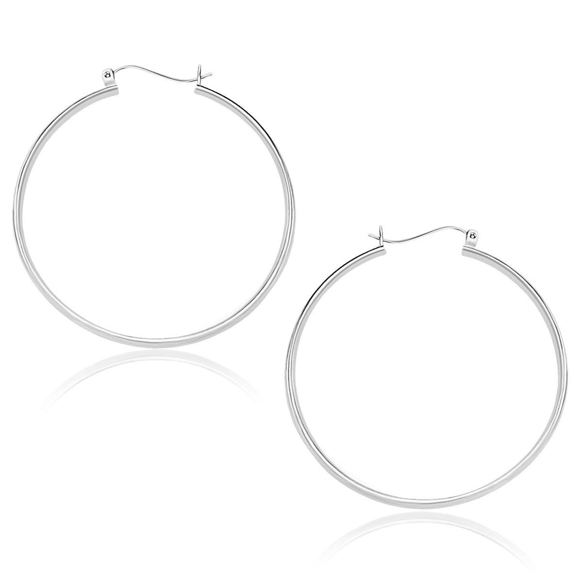 Arracadas de oro blanco de 10k pulido (1.5x40mm)