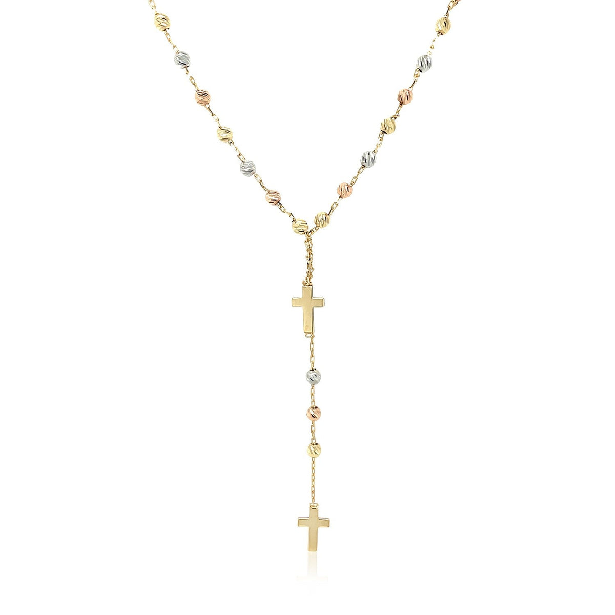 Cadena de Rosario de Oro Tricolor de 14k