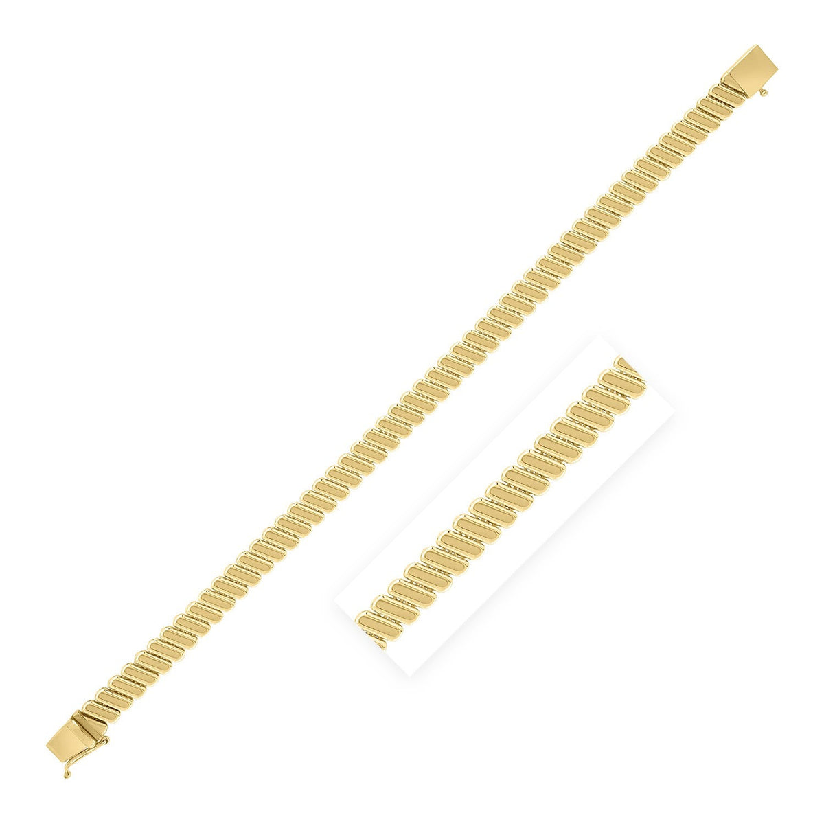 Pulsera de eslabones de costilla en oro amarillo de 14 quilates