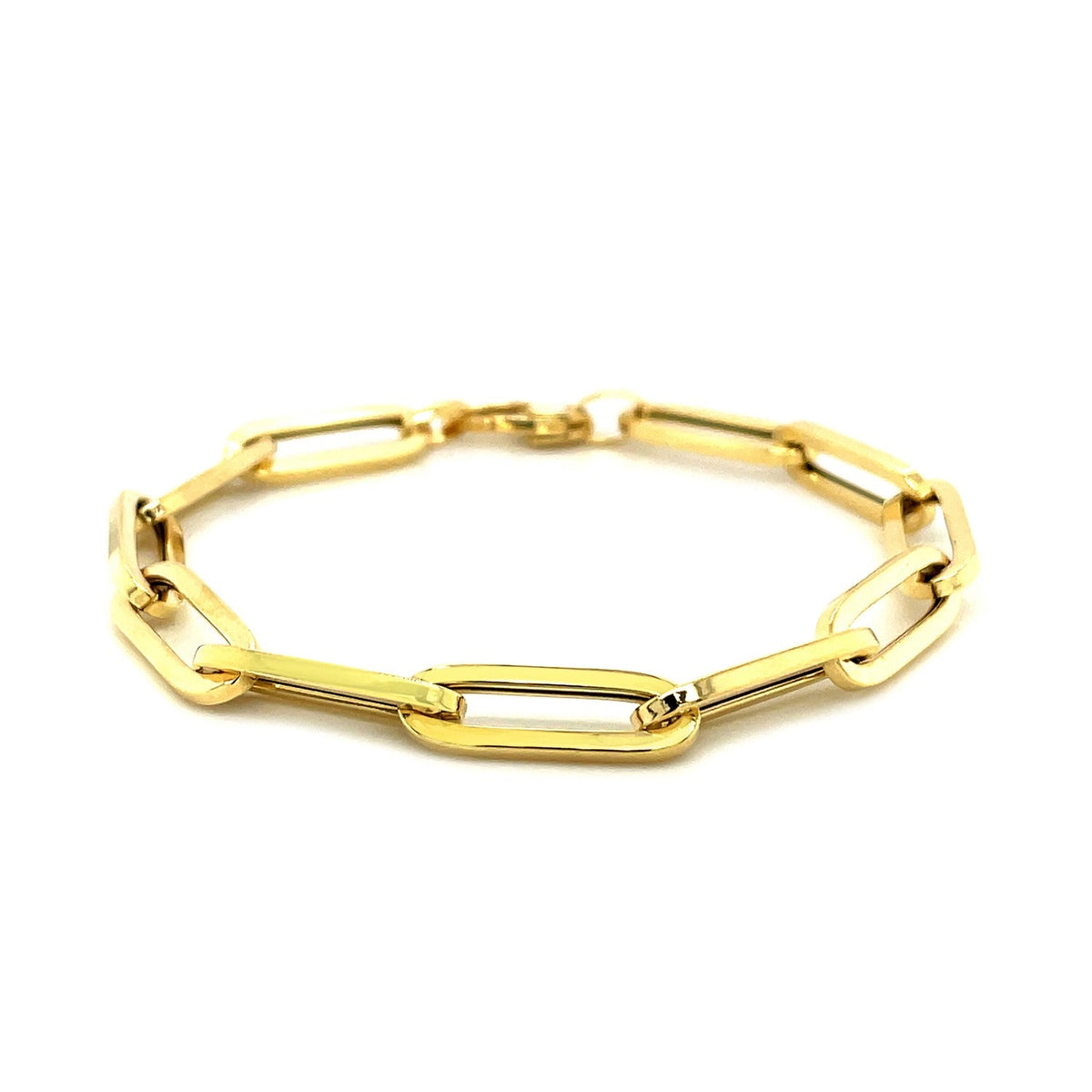 Pulsera de cadena tipo clip extra ancha en oro amarillo de 14K (6.10 mm)
