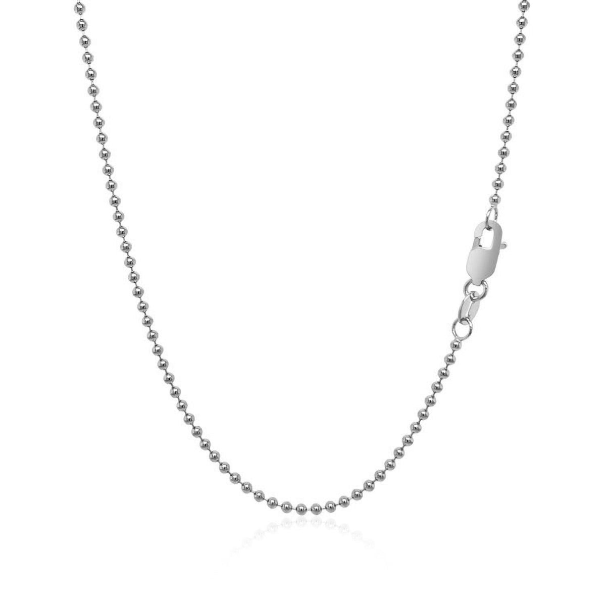 Cadena de cuentas de oro blanco de 14 quilates de 1,5 mm (1,50 mm)
