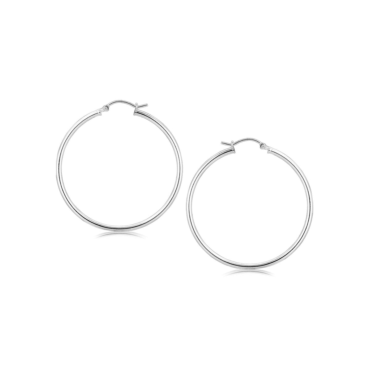 Arracadas grandes y delgadas de plata esterlina con baño de rodio (40 mm)