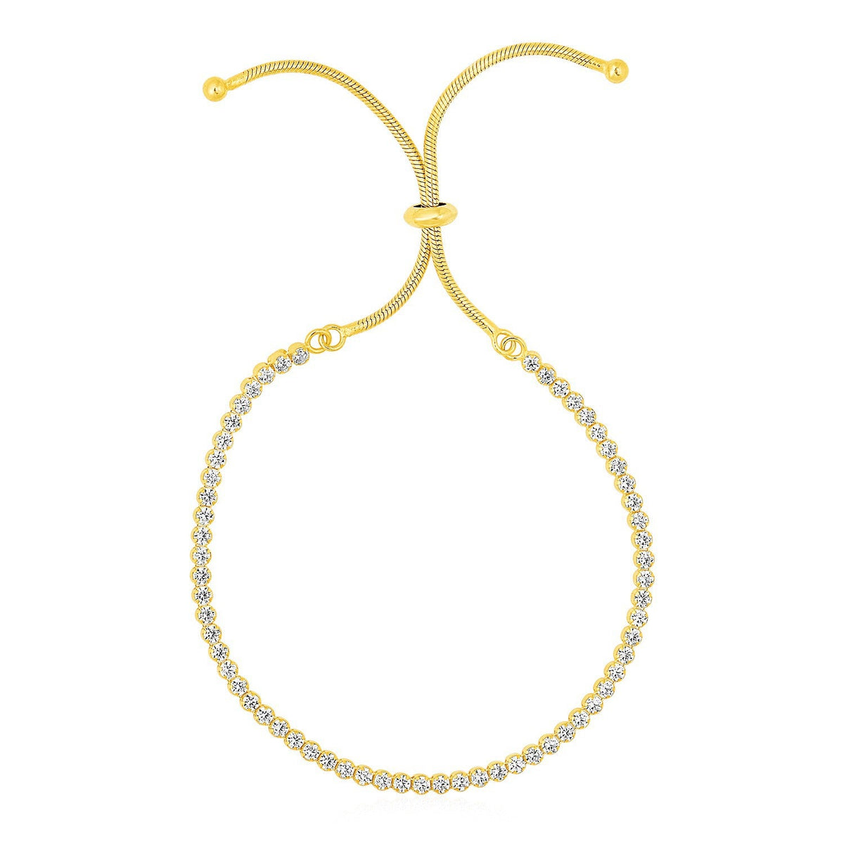 Pulsera ajustable estilo tenis con circonitas cúbicas en plata de ley (5,10 mm)