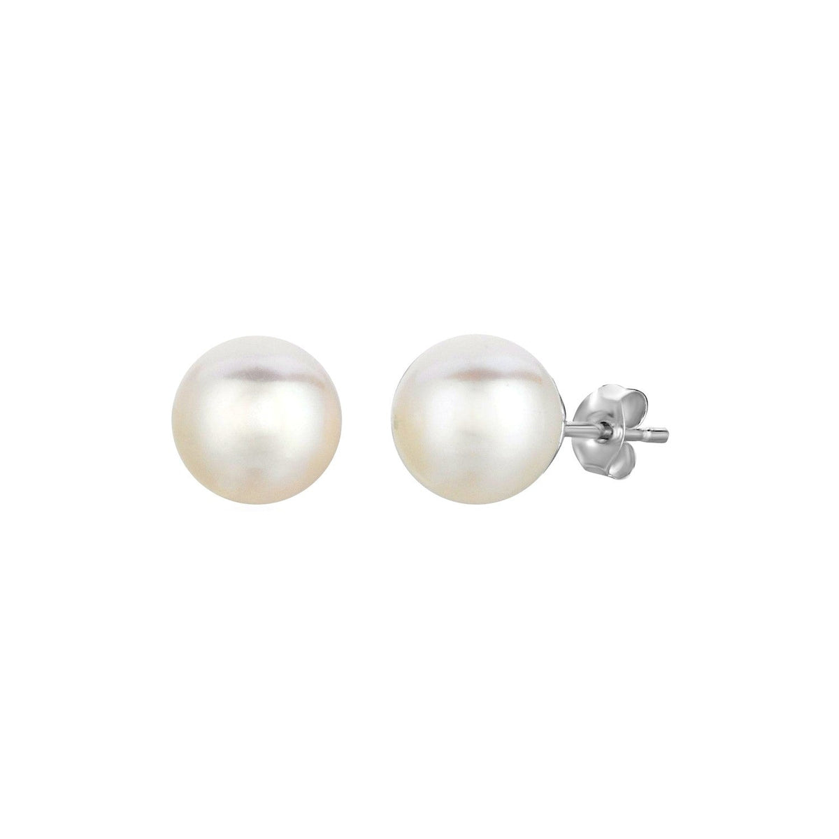 Pendientes de perlas de agua dulce en plata de ley (8 mm)