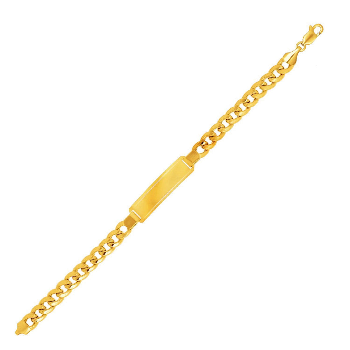 Pulsera de eslabones cubanos con placa de identificación para hombre en oro amarillo de 14k (8.00 mm)