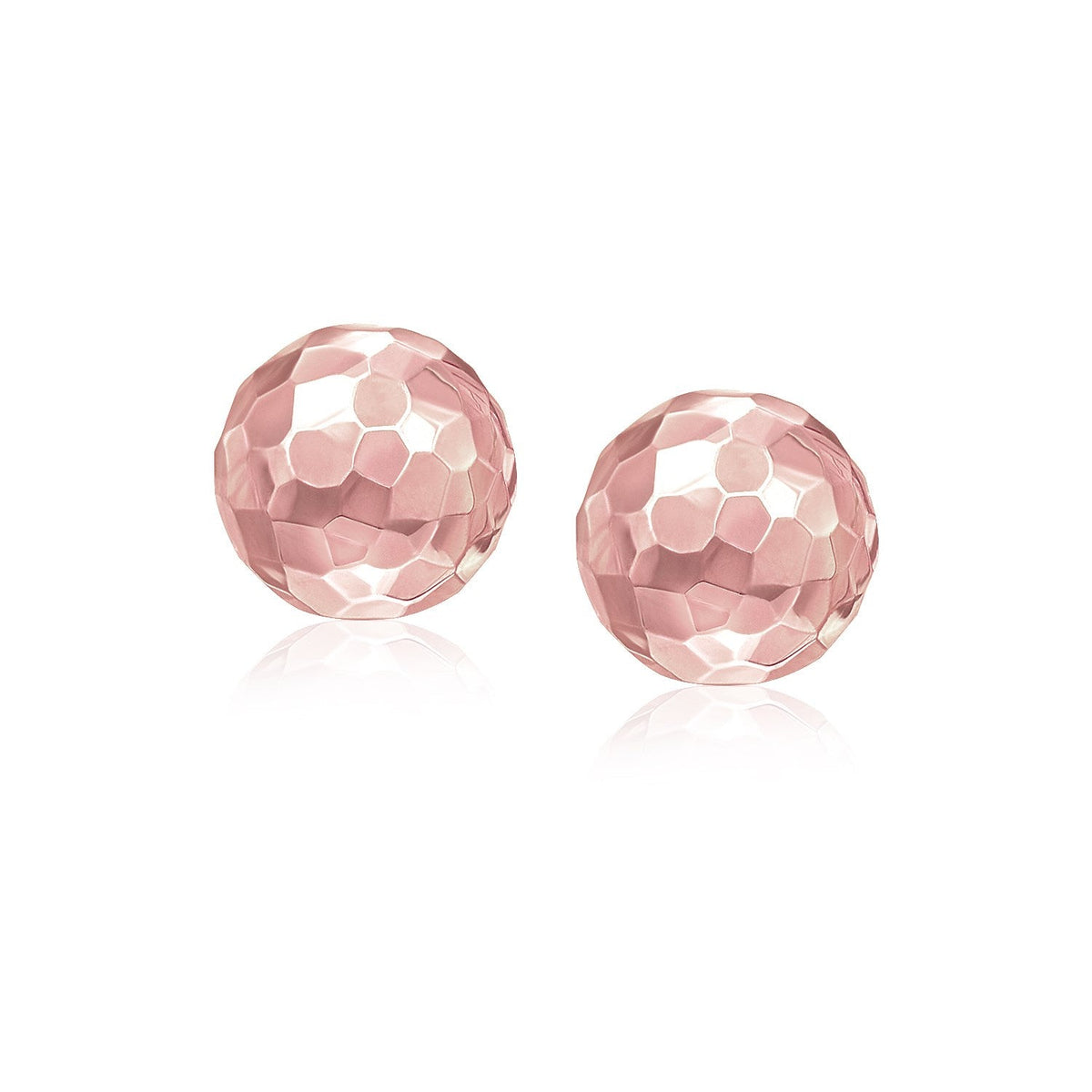 Aretes de oro rosa de 14k, estilo redondo facetado (7mm)