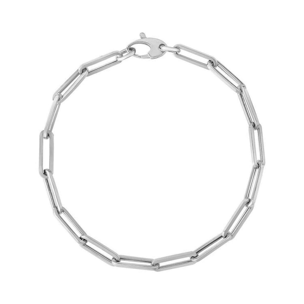 Pulsera de cadena tipo clip audaz en oro blanco de 14 quilates