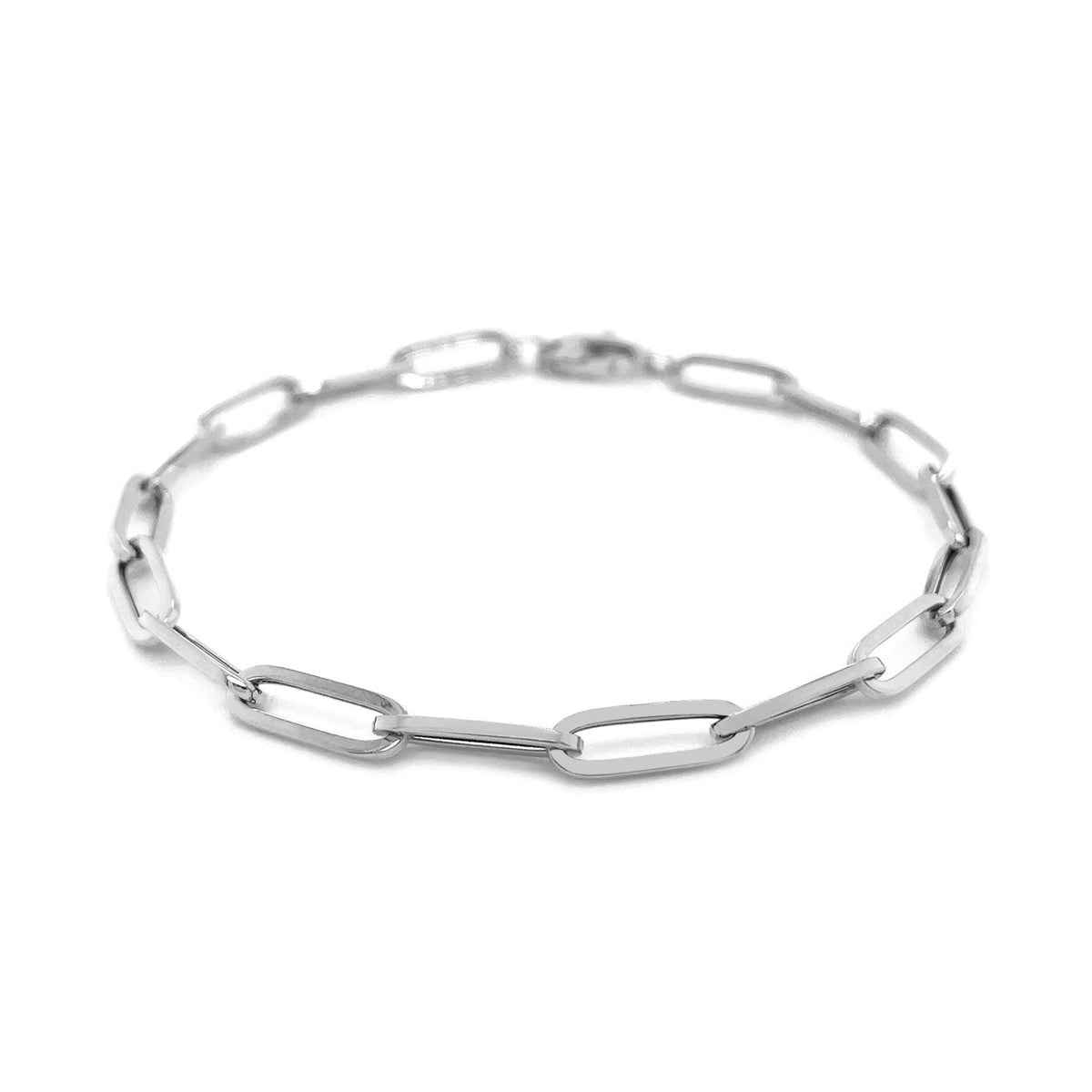 Pulsera de cadena tipo clip audaz en oro blanco de 14 quilates