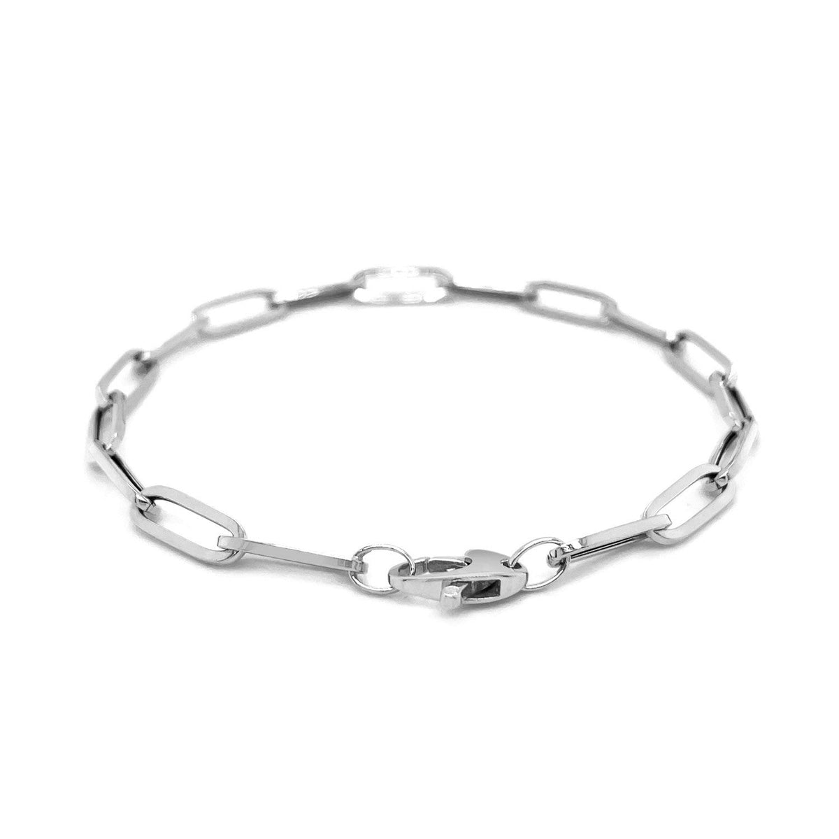 Pulsera de cadena tipo clip audaz en oro blanco de 14 quilates