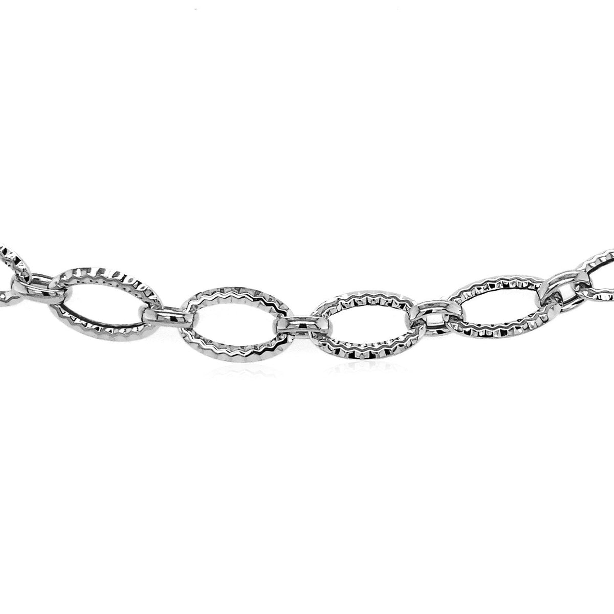 Pulsera de eslabones ovalados texturizados en oro blanco de 14 quilates (8.60 mm)