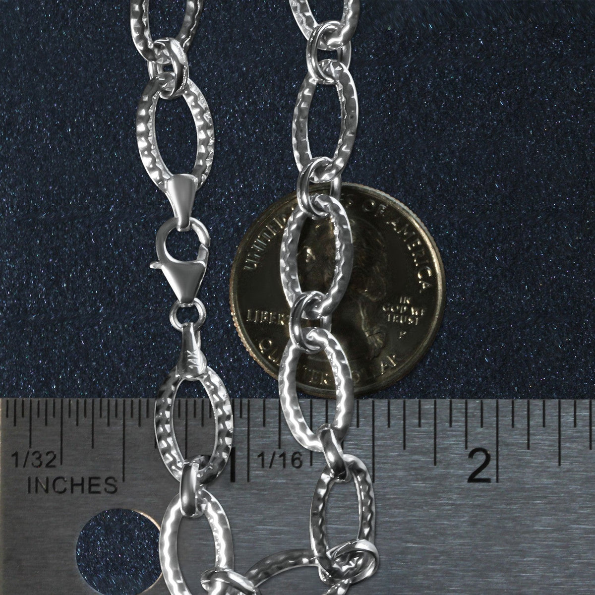 Pulsera de eslabones ovalados texturizados en oro blanco de 14 quilates (8.60 mm)