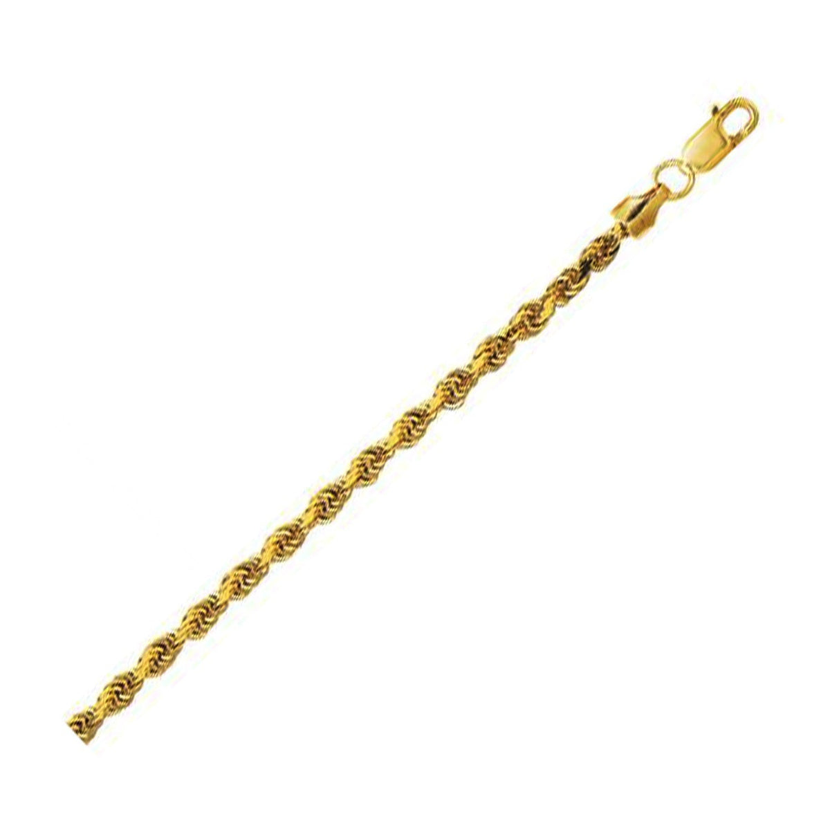Pulsera de cadena tipo cuerda ligera en oro amarillo de 10k (3.2 mm)