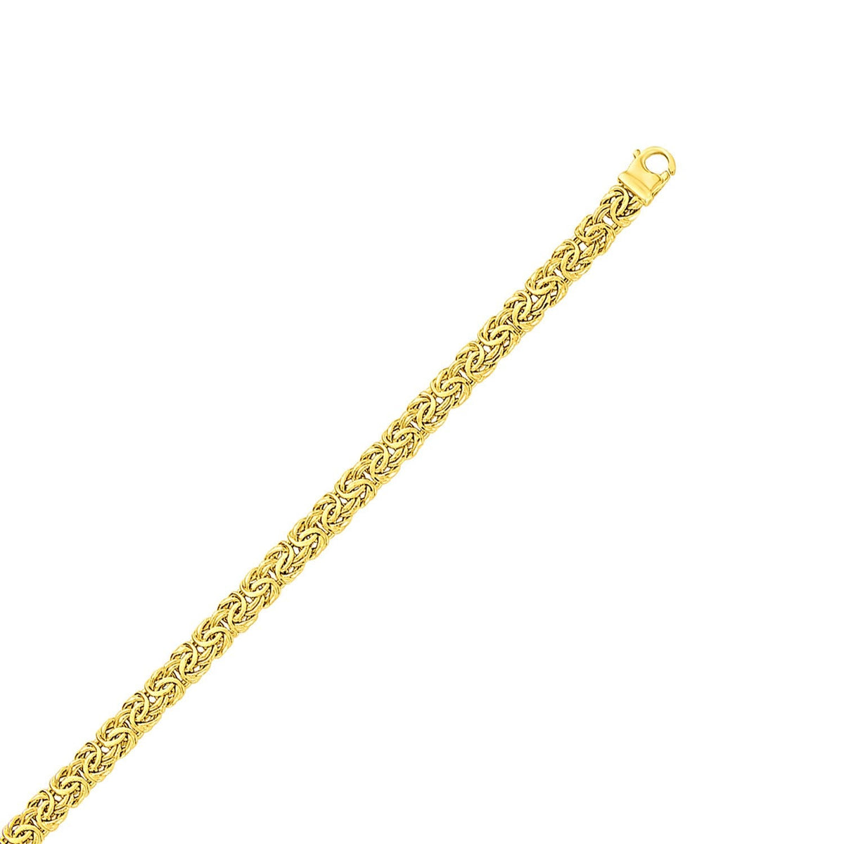Pulsera de cadena con diseño bizantino en oro amarillo de 10 quilates (7.00 mm)