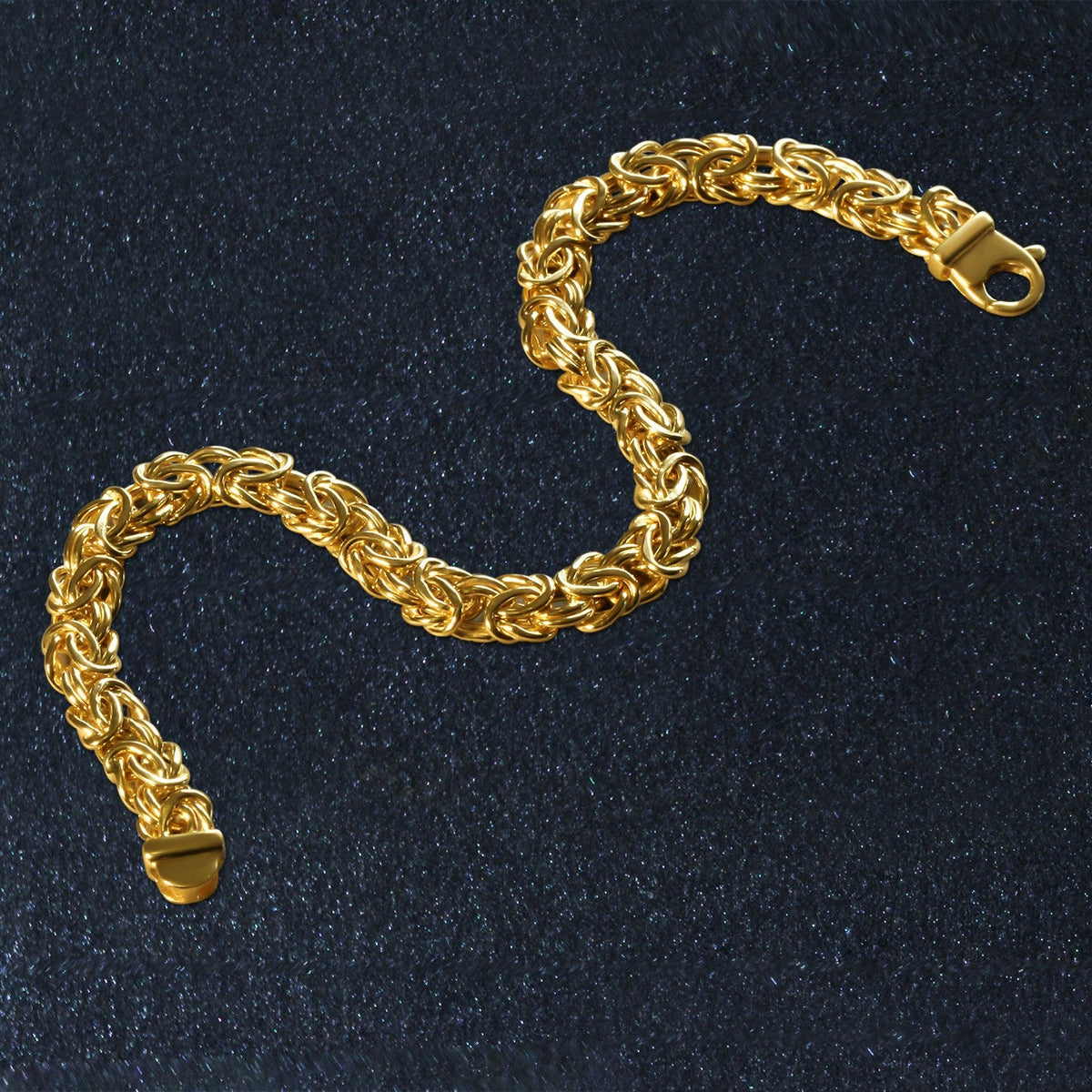 Pulsera de cadena con diseño bizantino en oro amarillo de 10 quilates (7.00 mm)