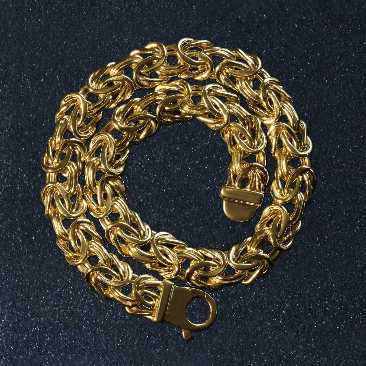 Pulsera de cadena con diseño bizantino en oro amarillo de 10 quilates (7.00 mm)
