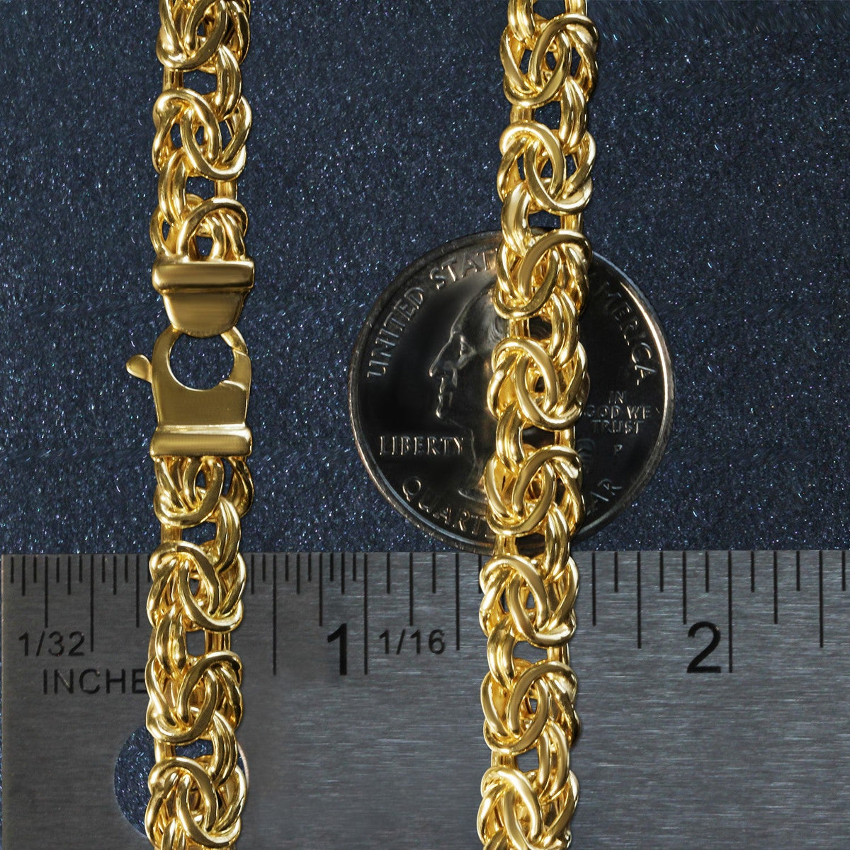 Pulsera de cadena con diseño bizantino en oro amarillo de 10 quilates (7.00 mm)