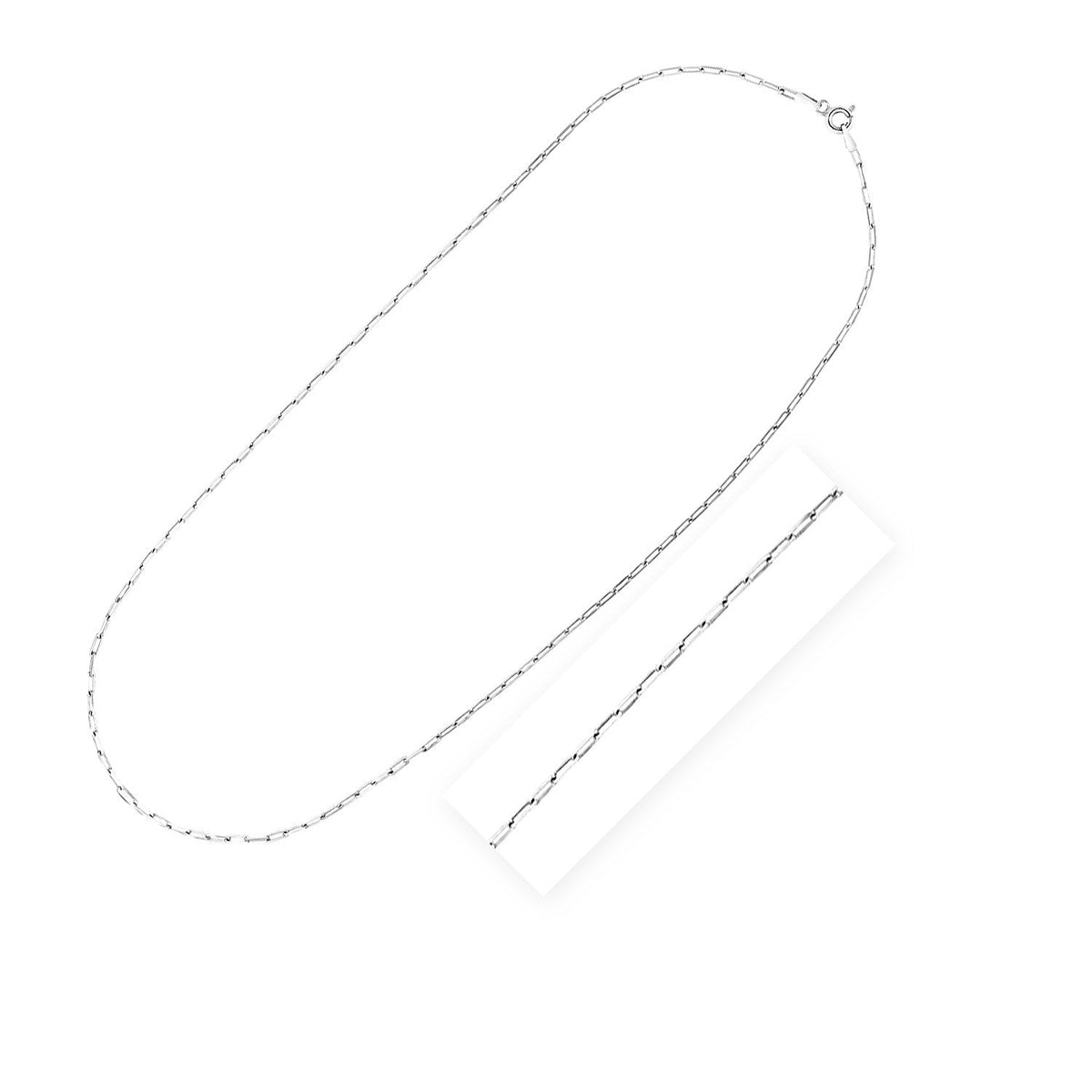 Cadena tipo clip de plata de ley bañada en rodio (1.80 mm)